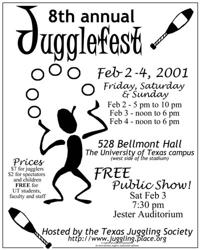 The flyer for the 8th annual juggle fest. 